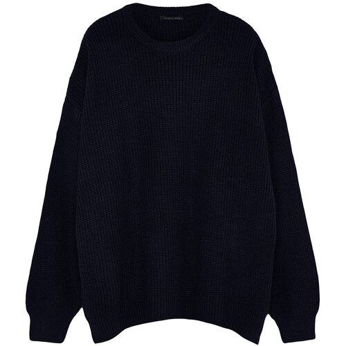 Trendyol Navy Blue Plus Size Men&amp;#039;s Oversize Fit Wide fit Crew Neck Basic Knitwear Sweater Slike