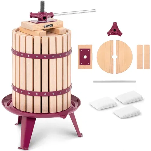 Royal Catering Ročna lesena preša za vino za stiskanje sadnega soka + 3 filter vrečke 18L, (21227101)