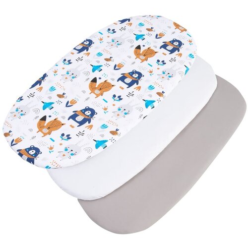 Medi Partners 3 &amp;ndash; Pak &amp;ndash; Fitted sheet for stroller &amp;ndash; cotton &amp;ndash; Boho &amp;ndash; White &amp;ndash; Gray Slike