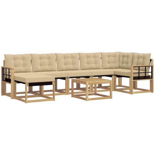 vidaXL Zunanja garnitura za sedenje z blazino 8 pcs Bela in bež, (5000280975) Cene