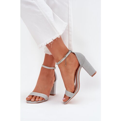 Boto Shiny Women's Heeled Sandals Silver Kavina Cene