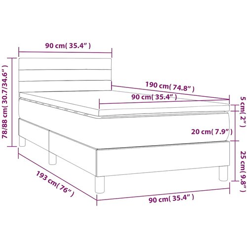  box spring s madracem LED tamnosivi 90x190 cm bar&amp;scaron;un Slike