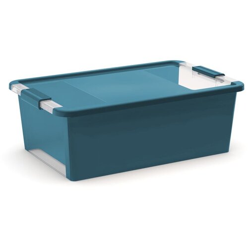 Kis Modrozelena plastična škatla za shranjevanje s pokrovom 55x35x19 cm Bi-Box – Cene
