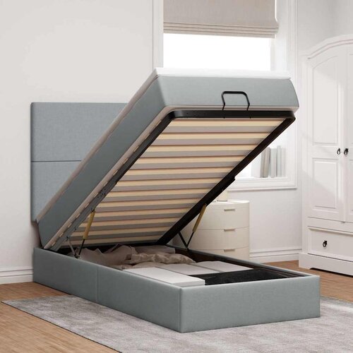  Otomanski krevet s madracem&LED svijetlosivi 90x200 cm tkanine Cijene