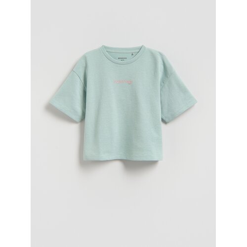 Reserved Ležerni t-shirt s printom - bljedozeleno Cijene