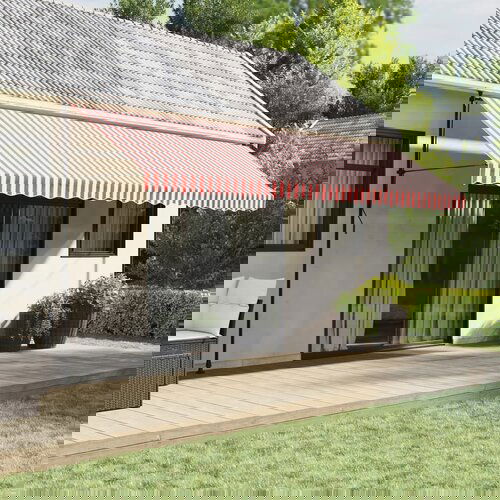 VidaXL Zamjenska tkanina za tendu crveno-bijela prugasta 5 x 3 5 m Slike