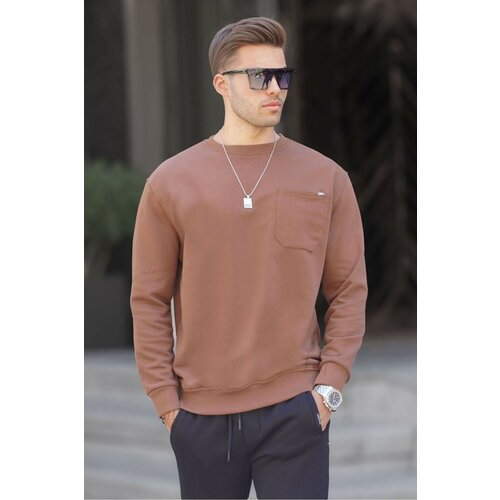 Madmext Brown Regular Fit Basic Sweatshirt 6136 Slike