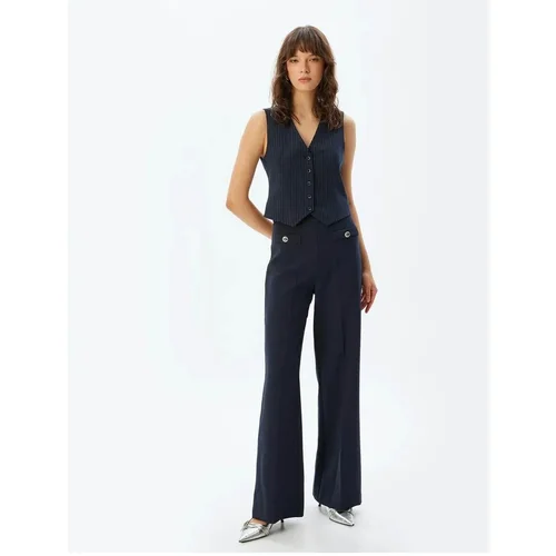 Koton Women's Trousers Navy Blue 5wak40111uw