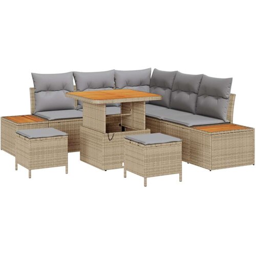  Set od 8 dijelova vrtnih sofa s jastučićima bež poliratan akacija  Set od 3 dijela vrtne blagovaonice s jastučićima bež polirata Cijene