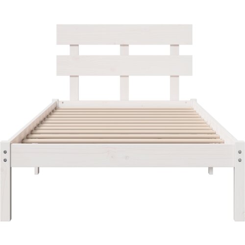 VidaXL okvir kreveta s uzglavljem bijeli 90x190 cm od čvrstog drva bor Slike
