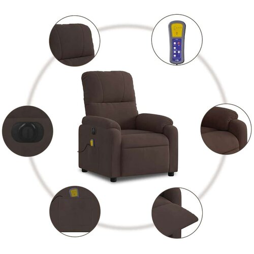 vidaXL Električni masažni naslonjač smeđi od mikrovlakana Cijene