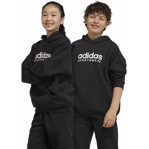 Adidas Dječja dukserica boja: crna, s kapuljačom, s tiskom