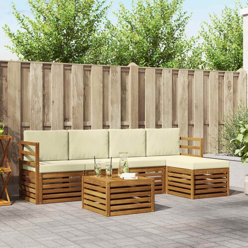  Set vanjskih sofa 6 kom. Prirodna i krem Bijela 59 x 59 x 37 cm Slike