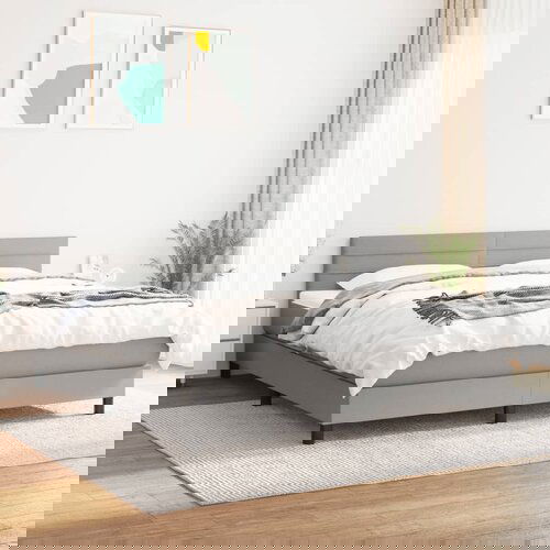  The Living Store Box spring postelja z vzmetnico svetlo siva 180x200 cm blago - Box Spring Postelja, (21501349) Slike