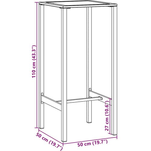 Barski stol crni 50x50x110 cm od čelika obloženog prahom Slike