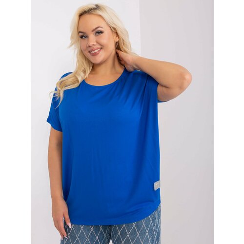 Fashion Hunters Dark blue loose viscose blouse of a larger size Slike