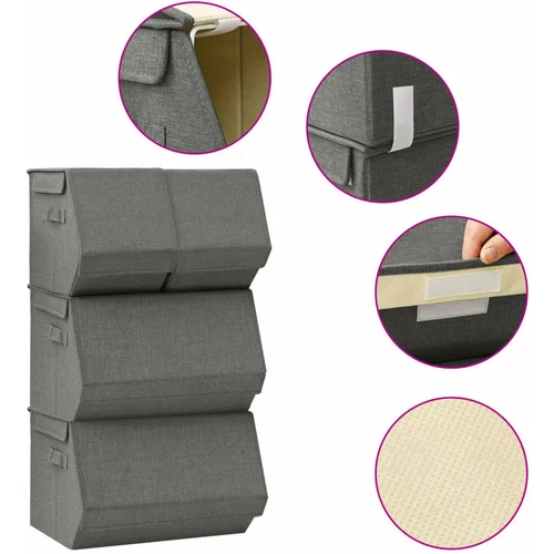 vidaXL 4-dijelni set složivih kutija za pohranu od tkanine antracit