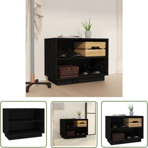 The Living Store Omarica za čevlje črna 60x34x45 cm trdna borovina - Omarica Za Čevlje, (21744689) Cene