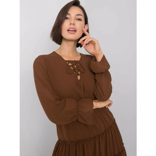 Fashion Hunters Brown dress with frill