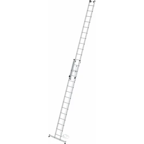 MUNK Višinsko nastavljiva prislonska lestev, lestev z vrvjo, 2-delna s prečko nivello®, št. klinov 2 x 14