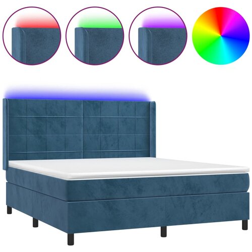 Maison Chic Box spring postelja - Vzmetna postelja z vzmetnico LED temno modra 160x200cm žamet SL16036, (21895983) Cene