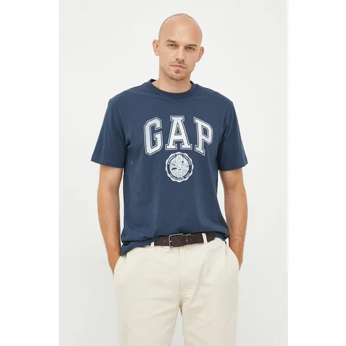 GAP Bombažna kratka majica mornarsko modra barva