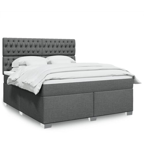 vidaXL Box spring postelja z vzmetnico temno siva 180x200 cm blago Cene