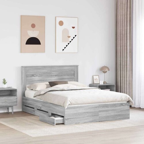  Okvir za krevet Siva Sonoma 140 x 200 cm Inženjersko Drvo - Sivi hrast sonoma 140 x 200 cm Slike