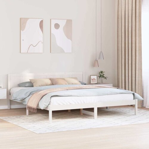  Krevetna konstrukcija Bijelo 200 x 200 cm Čvrsto borovo drvo Bijela 205.5 x 205.5 x 74 cm Slike