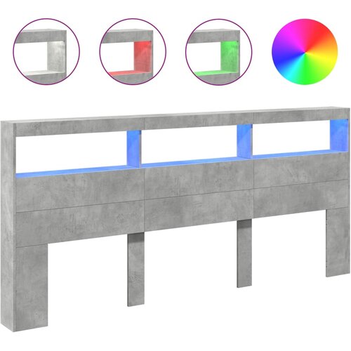  za uzglavlje LED svjetlima boja betona 220x17x102 cm Slike