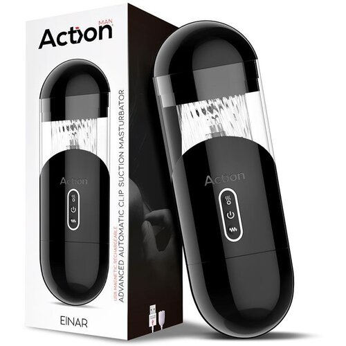 Action Einar Advanced Automatic Male Masturbator Suction and Vibration Black Slike