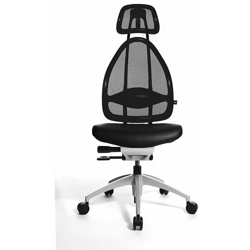 Top Star Vrtljivi pisarniški stol sodobne oblike, z oporo za glavo in mrežastim naslonjalom, naslonjalo za hrbet višine 830 mm skupaj, črn