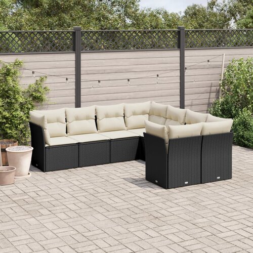  8-dijelni set vrtnih sofa od poliratana s jastucima crni Crna 62 x 62 x 69 cm Cene