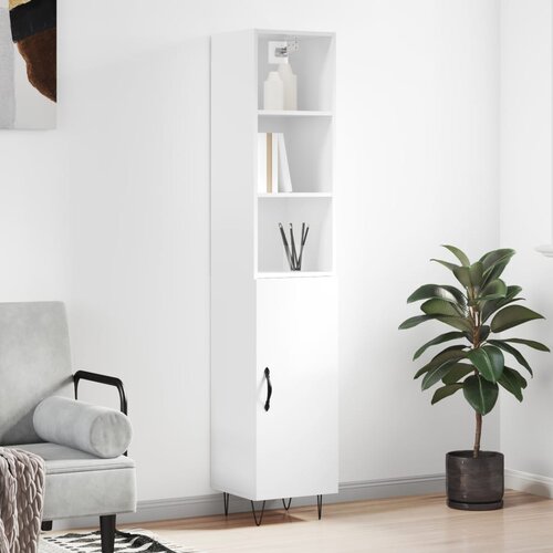 The Living Store Visoka omara visok sijaj bela 34,5x34x180 cm inženirski les - Visoka Omarica, (21435098) Slike