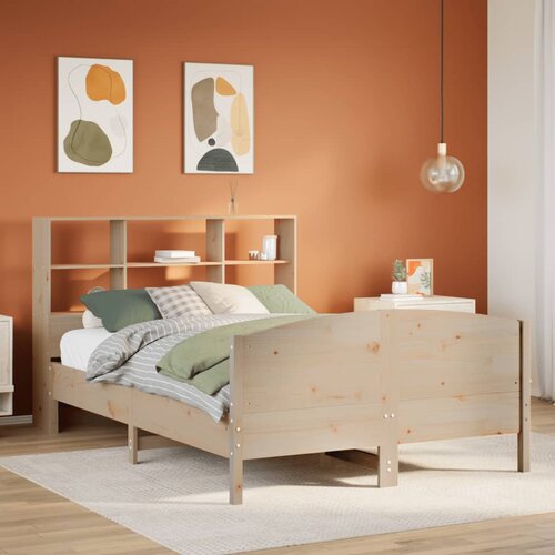 VidaXL Krevet s regalom za knjige bez madraca 120x190 cm od borovine Slike