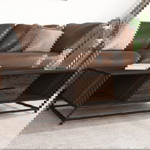 vidaXL Stolić za kavu boja smeđeg hrasta 100x57x35 cm od drva i metala Cijene