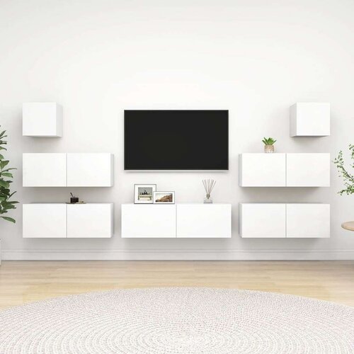  7-dijelni set TV ormarića bijeli od iverice Slike
