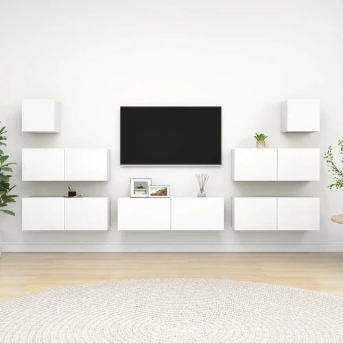  Komplet TV omaric 7-delni bela iverna plošča, (20730548)