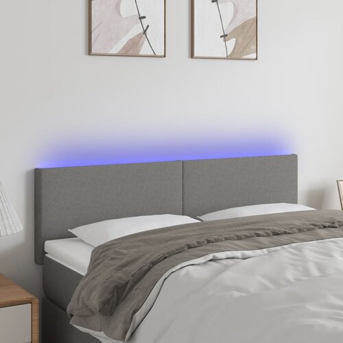 vidaXL LED uzglavlje tamnosivo 144x5x78/88 cm od tkanine Cijene