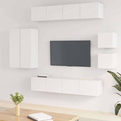  Komplet TV omaric 8-delni bel konstruiran les, (20913237) Slike