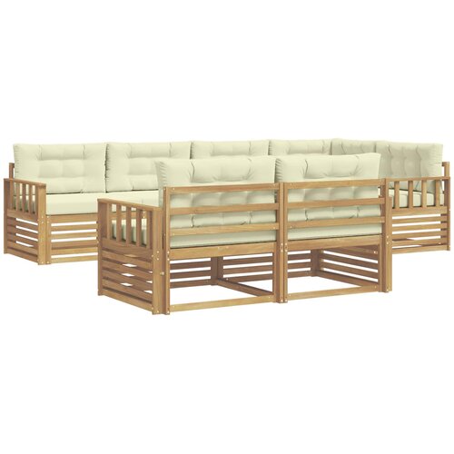  Set vanjskih sofa 7 kom. Bijela i krem Poliester Smeđa 327 x 168,5 x 73 cm Slike