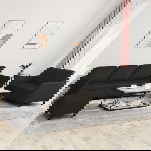 vidaXL 3-dijelni set sofa s jastucima crni od umjetne kože Cijene