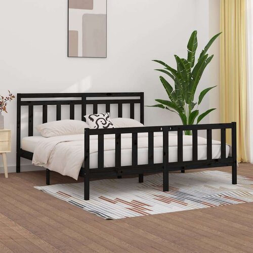  Za krevet od masivne borovine crni 200 x 200 cm Slike