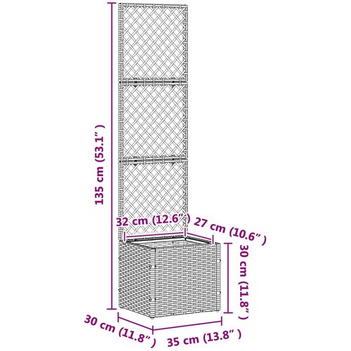  Vrtni re&amp;scaron;etkasti saksija Crna 35 x 30 x 135 cm Metal Slike