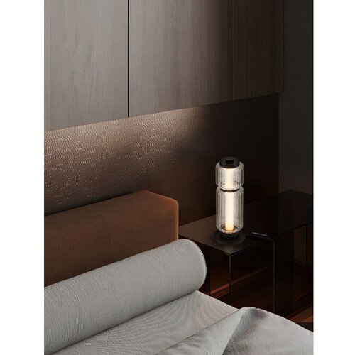 Nova Luce Mat črna steklena LED namizna svetilka (vi&amp;scaron;ina 39 cm) Liesa &amp;ndash; Slike