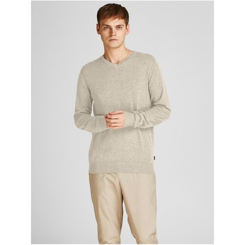 Jack &amp;amp; Jones Cream Brindle Basic Sweater Emil - Men Slike