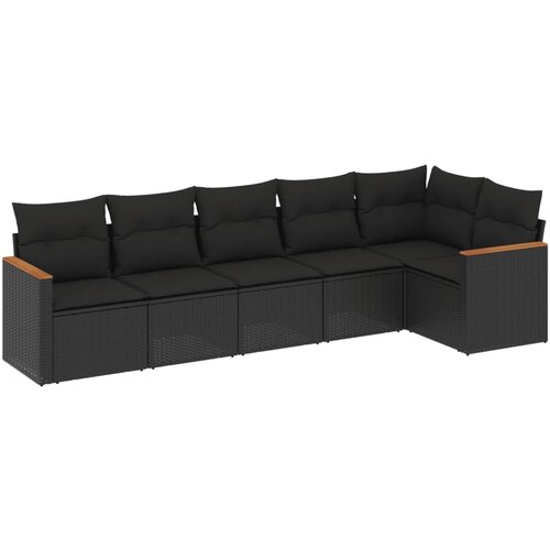 Maison Chic Seti vrtnega pohištva - Vrtna garnitura - Vrtni pohištvo set 6-delna z blazinami črna poli ratan, (21804065) Cene