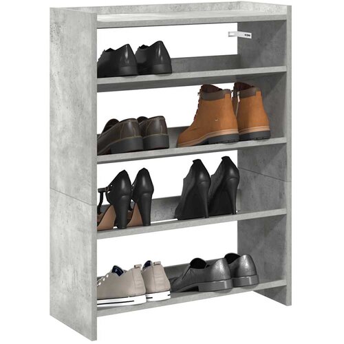 VidaXL Regal za čevlje betonsko siv 80x25x61,5 cm inženirski les Slike