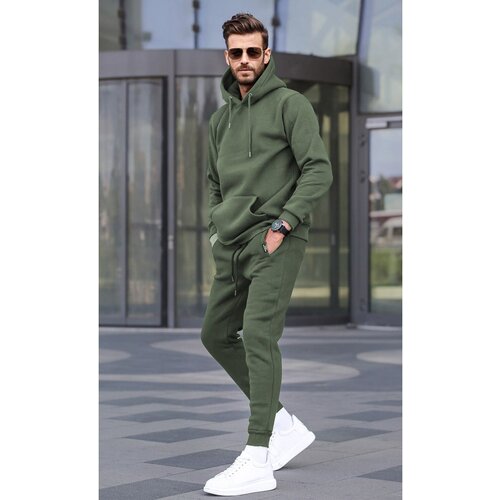 Madmext Khaki Green Hooded Basic Tracksuit Set 5905 Cene