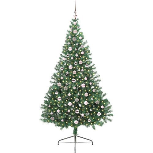 VidaXL Umjetno predsvijetljeno božićno drvce Zelena 240 cm PVC Slike